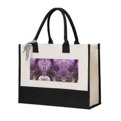 WYCZHY Violette Galaxie-Halloween-Tragetasche, Leinen-Geschenktasche mit Griffen, für Junggesellinnenabschiede, Strandausflug, beige, Einheitsgröße von WYCZHY