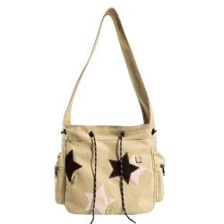 WYLZLKX Messenger Bag Canvas Star Bag School Bag Large Capacity Crossbody Shoulder Bag for Teens Versatile Vintage Bag.Khaki von WYLZLKX