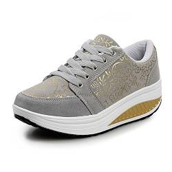 WYSBAOSHU Damen Plattform Beiläufig Schuhe Laufender Sneaker(41 EU/Label 42 CN,1-Grau) von WYSBAOSHU