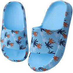 WYSFLY Kinder Sommer Hausschuhe Jungen Badelatschen Mädchen Dusch Badeschuhe Rutschfest Sommer Strand Pool Rutsche Sandalen Kokosnuss Blau 35EU von WYSFLY