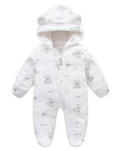 WYTbaby Baby Schneeanzug Fleece mit Kapuze Baby Overall Winter Herbst Warm Romper für Jungen Mädchen 0-3 Monate von WYTbaby