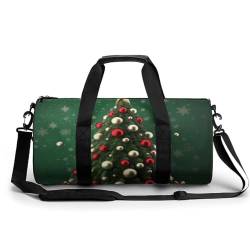 Reisetasche, Sporttasche, runder Ball, Weihnachtsbaum-Druck, Sporttasche, Turnbeutel, Turnbeutel mit Schuhfach, runder Ball, Weihnachtsbaum, 45 cm/22,9 cm/22,9 cm/22,9 cm/22,9 cm, Weihnachtsbaum mit von WYUSPGK