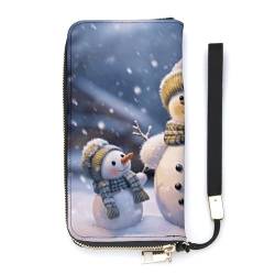 WYUSPGK Geldbörse aus PU-Leder, Winter-Schneemann-Druck, Damen-Kartenhalter, Geldbörse, große Kapazität, lange Geldbörse für Frauen, Handheld-Clutch, Stil, 20 x 10,5 cm, modern, Stil:, 20x10.5cm, von WYUSPGK