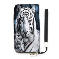 WYUSPGK Geldbörse aus PU-Leder, weißer Tiger-Druck, Kartenhalter, große Kapazität, lange Geldbörse für Frauen, Handheld-Clutch, Stil, 20 x 10,5 cm, modern, Stil:, 20x10.5cm, Modern von WYUSPGK