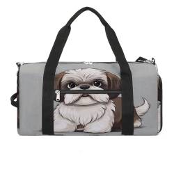 WYUSPGK Reisetasche mit Shih Tzu Hunde-Aufdruck, Sporttasche, Turnbeutel mit Schuhfach, Shih Tzu Hund, Einheitsgröße, Shih Tzu Hund, Einheitsgröße von WYUSPGK