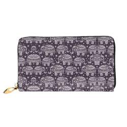 WYYDPPLK Cartoon Cute Elephant Print Deluxe Leather Long Clutch Wallet - Full-Print, Double-Sided, Durable with Superior Storage Capacity von WYYDPPLK