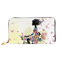 WYYDPPLK Girl Bicycle Butterfly Print Deluxe Leather Long Clutch Wallet - Full-Print, Double-Sided, Durable with Superior Storage Capacity von WYYDPPLK