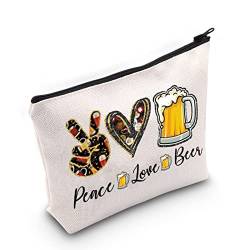 WZMPA Kosmetiktasche für Bierliebhaber, Biertrinker, Geschenke, Frieden, Liebe, Bier, Reißverschluss, Tasche für Frauen und Mädchen, Peace Beer, Passform von WZMPA
