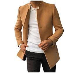 Mantel Herren Jacke Slim Fit Wollmantel Wintermantel Übergangsjacke Kurzmantel Männer Winter Trenchcoat Lange Freizeitjacke Business Für Arbeit, Meeting, Büro (Khaki, XXL) von Wahuan