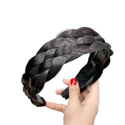 Geflochtene Haar-Stirnbänder,Damen Haarschmuck geflochten Haar-Perücke Haarreifen Geflochtenes Stirnband Women Headband Hair Bands Mit Zähnen Haarband Haar-Styling-Zubehör,Schwarz von Wambere