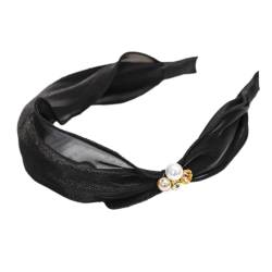 Haarbänder für Damen, Perlen Stirnbänder Breites Stirnband Kopfbedeckun Charme Modischer Neuheitstrend Outdoor-Kopfschmuck für den täglichen Gebrauch Yoga Sport,Schwarz von Wambere