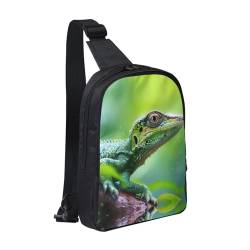 Lizard Close-Up Crossbody Brusttasche Sling Rucksack für Reisen Wandern, Schwarz , Einheitsgröße von WapNo