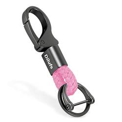 WardWolf D-Clip Karabiner Schlüsselanhänger aus Zinklegierung, Autoschlüsselanhänger mit Upgrade Anti-Verlust, Schlüsselbund mit 2 Ringen, Geschenk für Frau, Mann, Freunde,Rosa von WardWolf