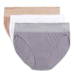 Warner's Damen Blissful Benefits Dig-Free Comfort Waistband with Lace Microfiber Hi-Cut 3-Pack 5109w Unterwäsche, Mehrfarbig, Groß von Warner's