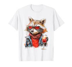 Trinkender Waschbär T-Shirt von Waschbär Feelin Feral Geschenk für Damen & Herren