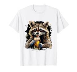 Trinkender Waschbär T-Shirt von Waschbär Feelin Feral Geschenk für Damen & Herren