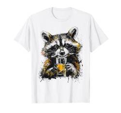 Trinkender Waschbär T-Shirt von Waschbär Feelin Feral Geschenk für Damen & Herren