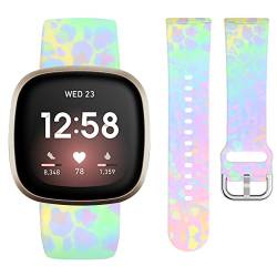 Watbro Kompatibel mit Leopardenmuster Fitbit Sense/Versa 4/Sense 2/Versa 3 Armbänder für Damen, niedliches Leopardenmuster, Silikon-Ersatzband für Fitbit Sense/Sense 2/Versa 4/Versa 3 Smartwatch für von Watbro