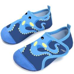 Badeschuhe Strandschuhe Schwimmschuhe Wasserschuhe Junge Baby Aquaschuhe Schnell Trocknend Barfuss Schuh für Kinder Beach Pool（Oktopus Blau 28/29） von WateLves