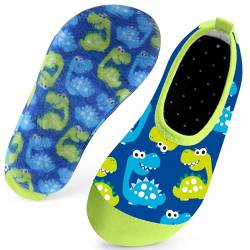 Kinder Badeschuhe Schwimmschuhe Wasserschuhe Jungen Baby Strandschuhe Aquaschuhe Schnell Trocknend für Beach Pool(Dinosaurs Blau34/35) von WateLves