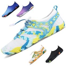 WateLves Badeschuhe Damen Herren Wasserschuhe Schwimmschuhe Strandschuhe Aquaschuhe Schnell Trocknend Surfschuhe Unisex Sommer(Tarnung Blau 39) von WateLves