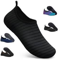 WateLves Badeschuhe Damen Herren Wasserschuhe Schwimmschuhe Strandschuhe Aquaschuhe Surfschuhe für Meer(Tw Schwarz, 42/43 EU) von WateLves