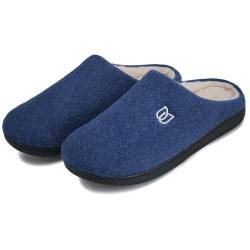 Filzpantoffeln Herren Hausschuhe Pantoffeln im Herbst und Winter Slipper Unisex mit Rutschfest Sohle Filzlatschen(Dunkelblau, 40/41EU) von WateLves