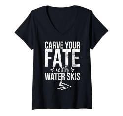 Damen Schnitzen Sie Ihr Schicksal mit Wasserski T-Shirt mit V-Ausschnitt von Water Skiing Gifts