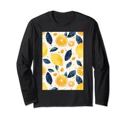 Vintage Obst Muster Kunst Zitrone Langarmshirt von Watercolor Fruit Pattern Graphic (Lemon)