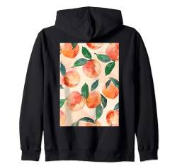 Einfache Pfirsichmusterkunst Kapuzenjacke von Watercolor Fruit Pattern Graphic (Peach)