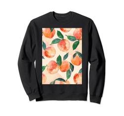 Einfache Pfirsichmusterkunst Sweatshirt von Watercolor Fruit Pattern Graphic (Peach)