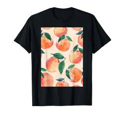 Niedliches Muster Kunst Pfirsich T-Shirt von Watercolor Fruit Pattern Graphic (Peach)