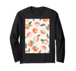 Niedliches Pfirsichmuster Kunst Aquarell Obst Langarmshirt von Watercolor Fruit Pattern Graphics (Peach)