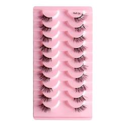 Watreketal Fake Lashes,10 Paar falsche Wimpern, gelockte halbe Wimpern, halbe Wimpern, Haushaltsbedarf für Frauen im Freien, Reisen, Camping von Watreketal