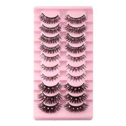 Watreketal Fake Lashes,Künstliche Wimpern, dick, lang, künstliche Wimpern, natürliche Wimpern für Frauen und Mädchen, 10 Paar von Watreketal