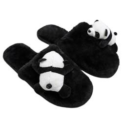 Watwass Panda Hausschuhe Damen Kuschelig Heimschuhe Plüsch Futter Warme Pantoffeln Herren 35-44 von Watwass