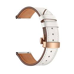 Universelles Armband, 20 mm/22 mm Damen Herren Elegantes Echtleder-Uhrenarmband Schnellverschluss-Schmetterlingsschnalle Hautfreundliches, atmungsaktives Ersatzarmband ( Color : White Watchband With R von WchsTUmpxN