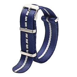 WchsTUmpxN Universal Strap, 20mm-22mm Männer Frauen Seidiges Nylon Geflochtenes Armband Nato Militär Schweiß Absort Uhrenarmband Ersatzuhrenzubehör(Blue with Gray,20mm) von WchsTUmpxN