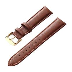 WchsTUmpxN Universelles Armband, 13–22 mm, schlichtes Echtleder-Armband for Herren und Damen, Edelstahl-Dornschließe, bequem, atmungsaktiv(Brown Gold Buckle,17mm) von WchsTUmpxN