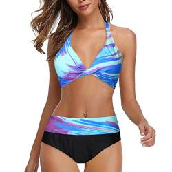 Tankini Oberteil Damen,Bauchweg Mit Slip Tankini Top and Shorts Tankini Damen Push Up Bikini Damen Push Up Bandeau Bikini Oberteil Push Up Grün Bikini Damen High Waist von Wdgfv