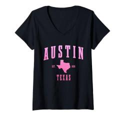 Damen Austin Texas Pride State Map Sport-Souvenirs T-Shirt mit V-Ausschnitt von We Love Austin Texas