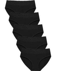 Baumwollhöschen für Frauen Bikini Unterwäsche Hipster Unterhose Spitze Slip Pack, Schwarze Baumwollunterwäsche, L von Wealurre
