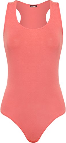 WearAll - Damen Ärmellos Racerback Body Vest Top - Koralle - 40-42 von WearAll