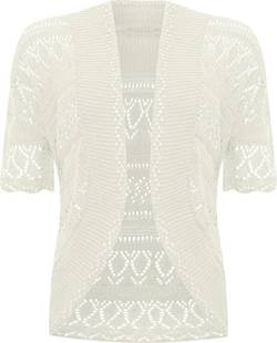 WearAll Damen Übergröße Gestrickt Häkeln Kurz Hülle Top Achselzucken Damen Geöffnet Strickjacke - Creme - 56-58 von WearAll