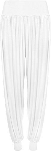 WearAll - Damen Übergröße Harem Hose Lange Länge elastisch - Weiß - 40-42 von WearAll