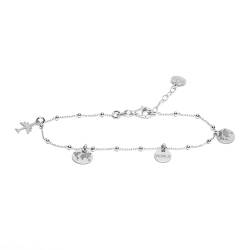 925 Sterling Silber Armband mit Flugzeug- und Welt-Anhängern, Satellitenkette – Verstellbar – Geschenkidee für Reisende – Made in Italy – Modell Marrakesch von WearTravelers