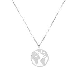 925 Sterling Silber Weltkarten-Halskette mit Globus-Anhänger - Unisex-Schmuck - Geschenk für Reisende - Modell Athen von WearTravelers