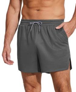 Weardear Herren Sport Shorts Kurze Hose Sporthose Herren Kurz Schnelltrocknende Laufshorts mit Taschen Dunkelgrau M von Weardear