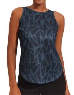 Weardear Damen Yoga Tanktops Ärmelloses Sportshirt Kleidung Fitness Running Workout Lauftop Geo-Druck Oberteile S-XXL von Weardear