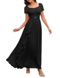 Wedtrend Cocktailkleid Damen Brautkleid Damen Abendkleid Damen Elegant für Hochzeit Split Kleid Chiffonkleid RWT0301 Black S von Wedtrend